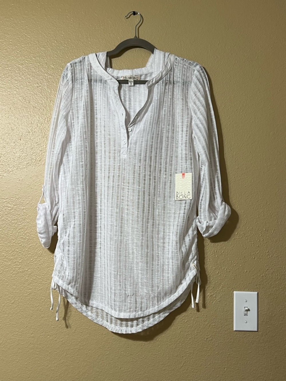Billabong White Striped Lightweight Tunic Coverup